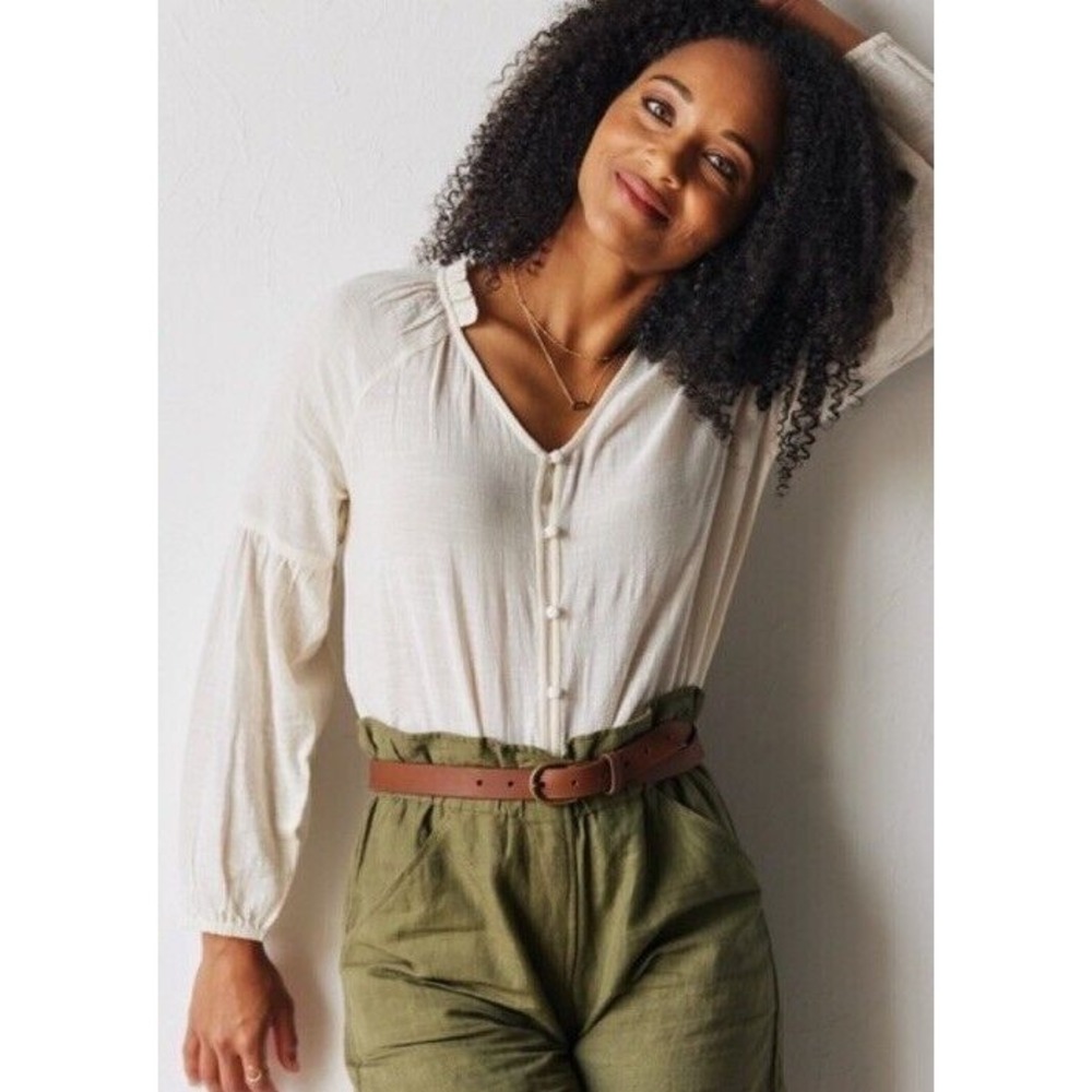 Able‎ Womens Dahlia Blouse Ivory Size 1X Boho